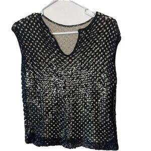 Vintage Stylebest Sequins Vest Pullover Sweater Black Size S Sleeveless 60s USA